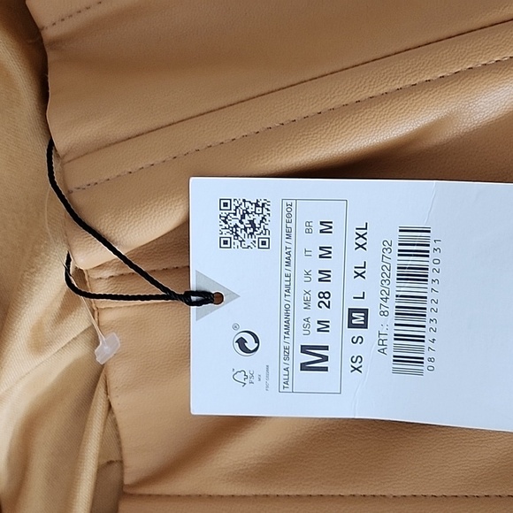 ZARA WOMAN NWT CARAMEL FAUX LEATHER DRESS SIZE MEDIUM - Picture 10 of 10